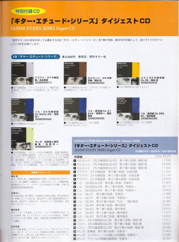 現代ギター 2006年1月号 No.494 表紙「ジョン・ウィリアムズ」